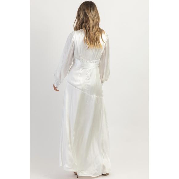 NEW INA shea silky side slit maxi gown in white - Picture 5 of 5